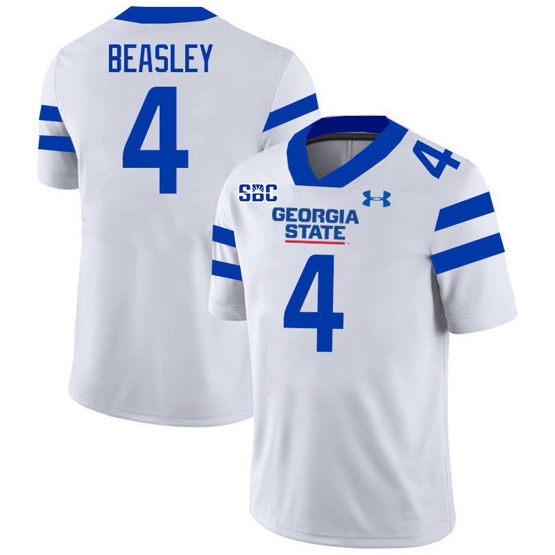 Georgia State Panthers #4 CJ Beasley College Football Jerseys Stitched-White